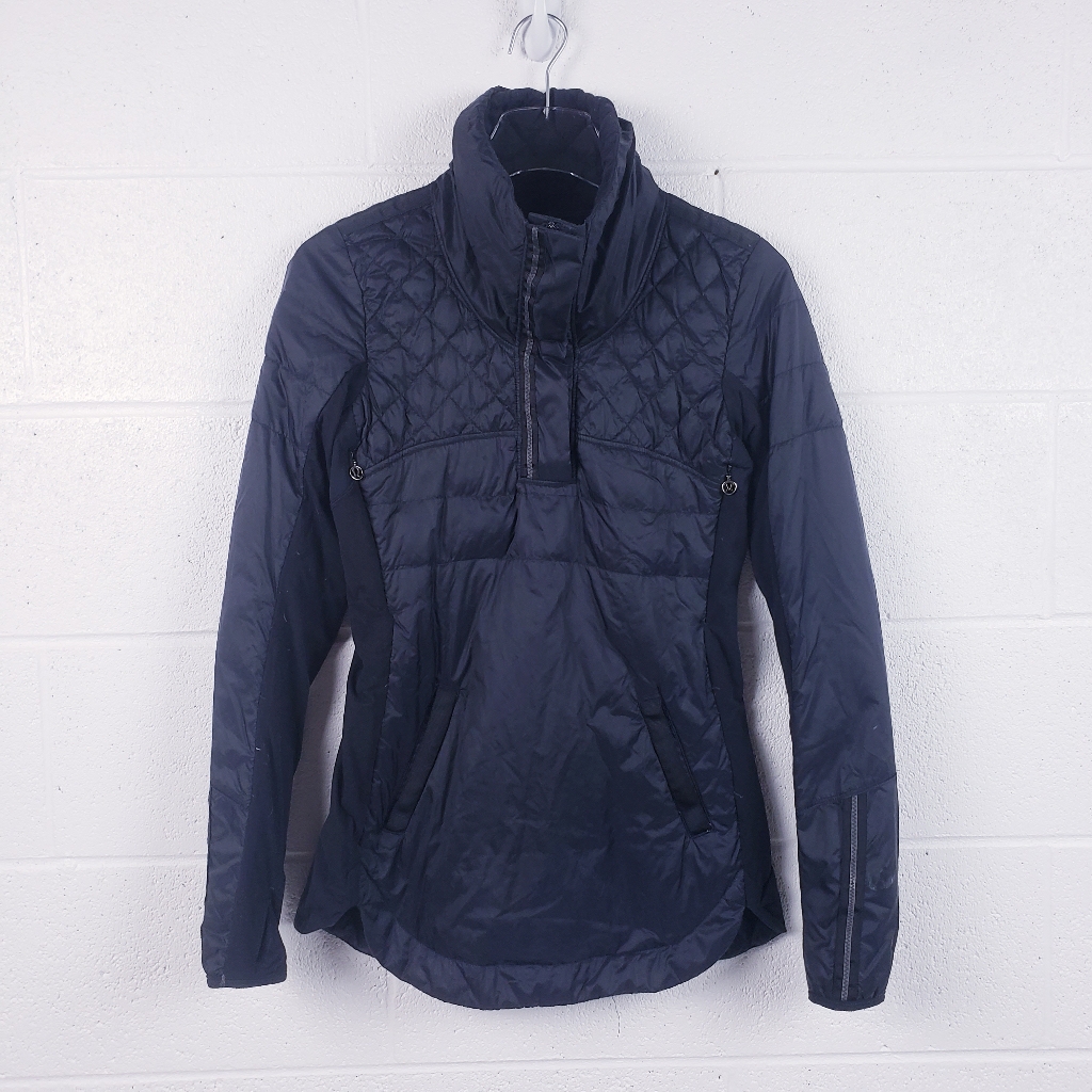 Lululemon Down For A Run Pullover Jacket Down Filled Black Size 4
